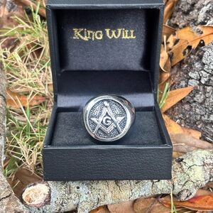 NWT Steel Silver Masonic Ring